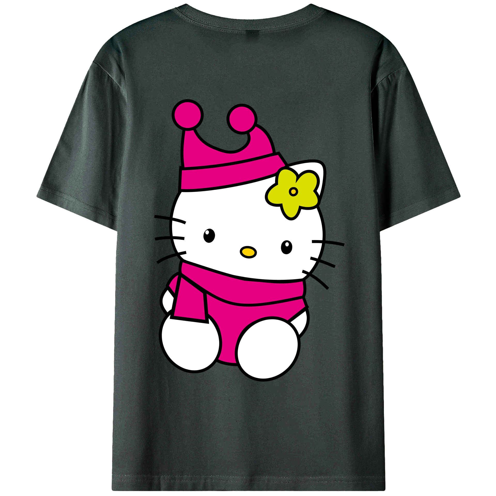 （画像用） Hello Kitty ハローキティ 綿100％ メンズ半袖Tシャツ（バックプリント） 通気性